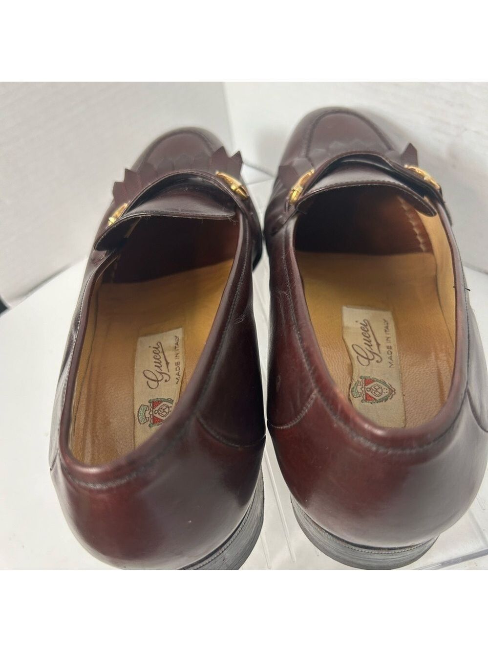 GUCCI Authentic Men’s Loafer Fringe Oxblood Made in Italy 41 US 9.5 US Horsebit - Picture 5 of 14